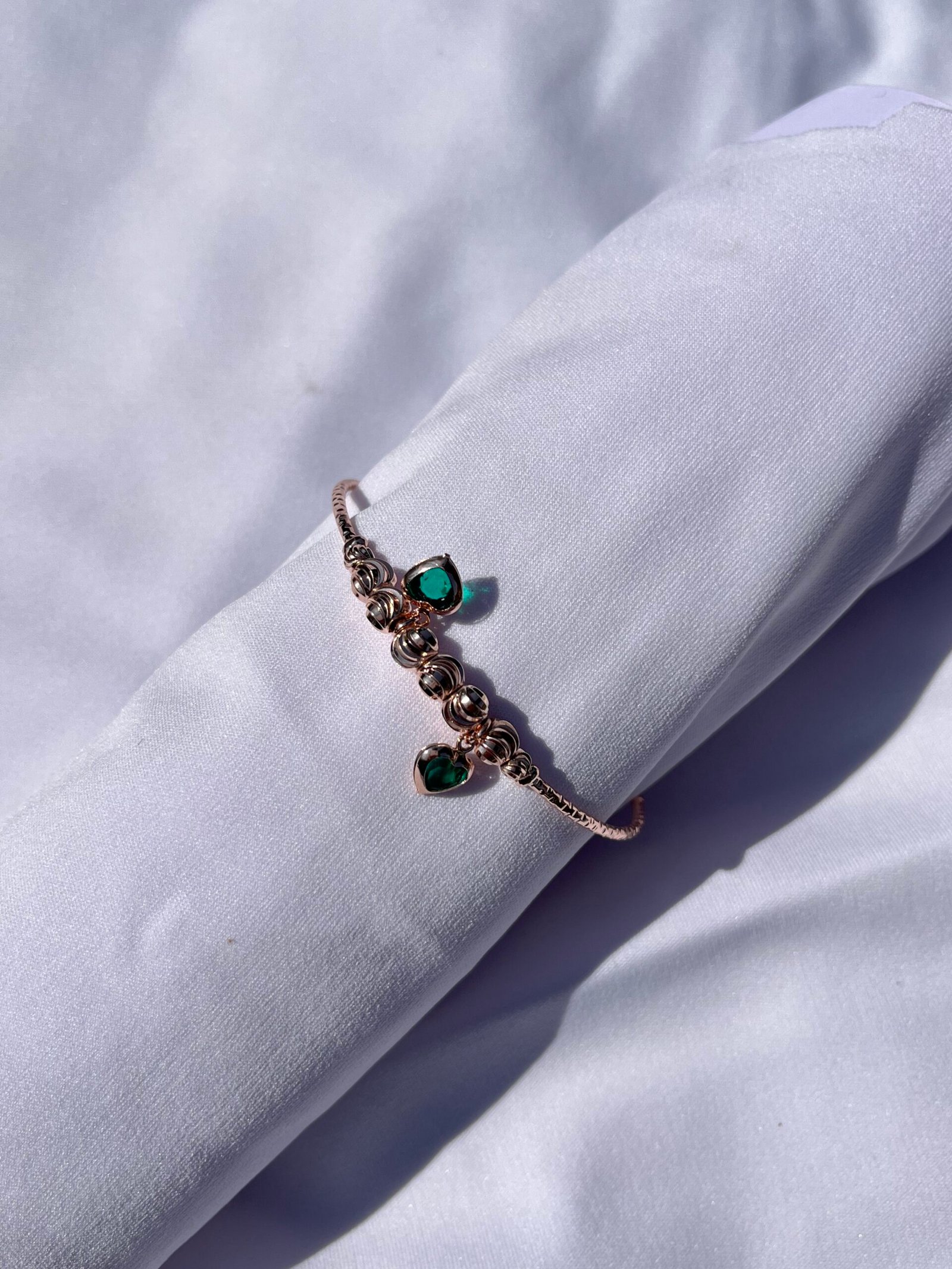 Emerald Heart Charm Bracelet