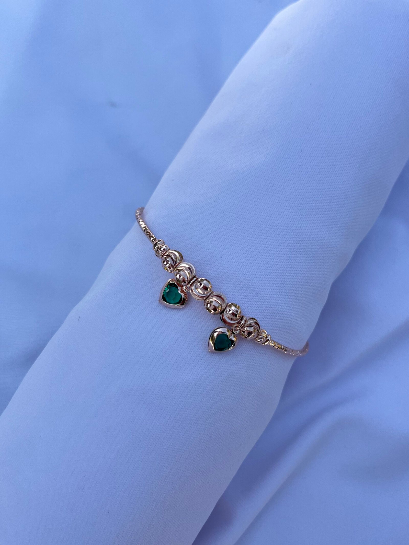 Emerald Heart Charm Bracelet - Image 3