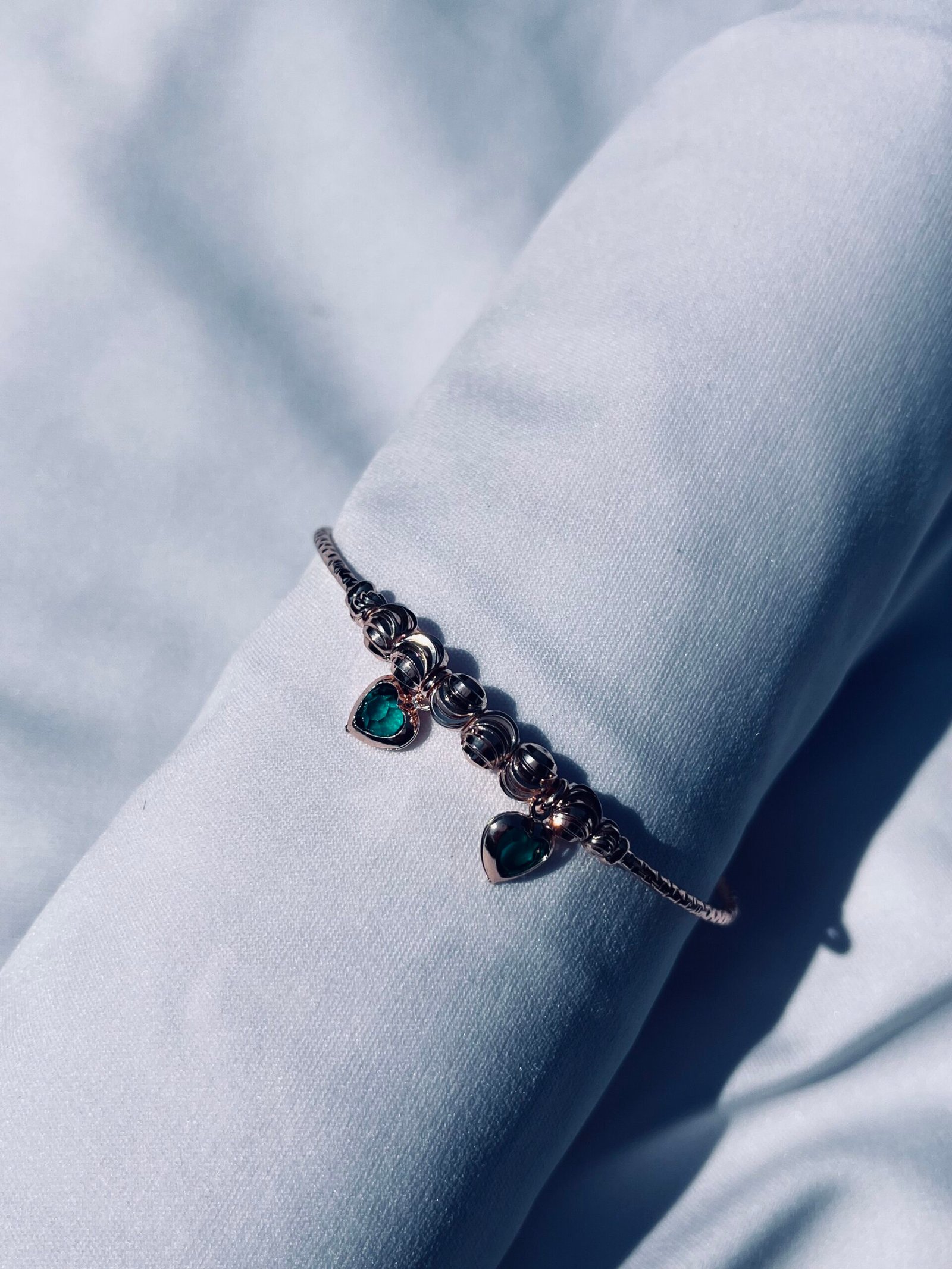 Emerald Heart Charm Bracelet - Image 4