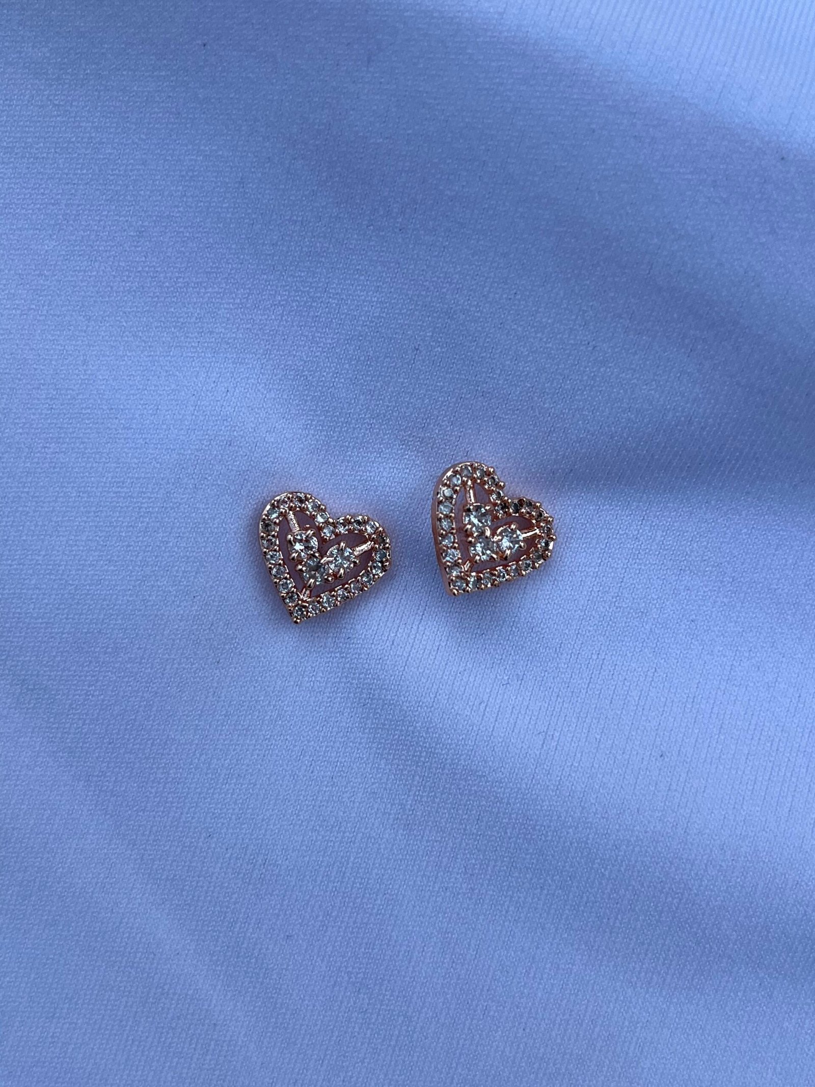 Romantic Rose Gold Heart Stud Earrings - Image 2