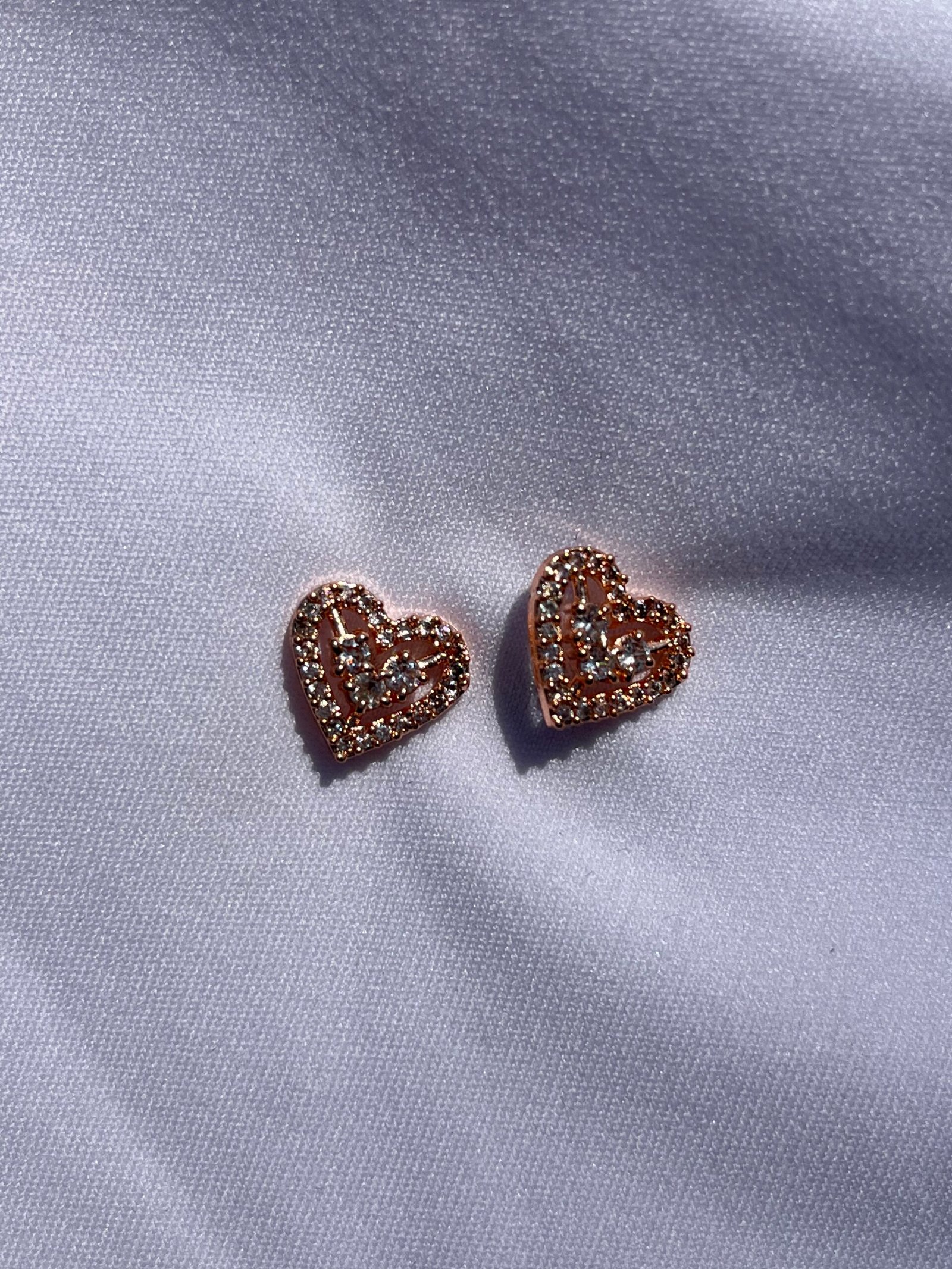 Romantic Rose Gold Heart Stud Earrings
