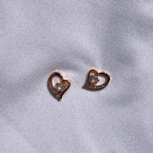Elegant Rose Gold Open Heart Stud Earrings